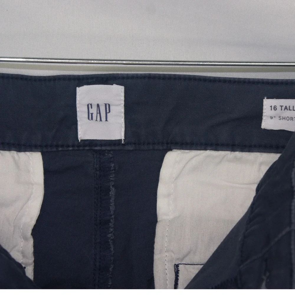 Gap‎ Mens Navy Blue Chino Shorts 9 Inch Inseam Stretch Cotton Size 16 Tall
